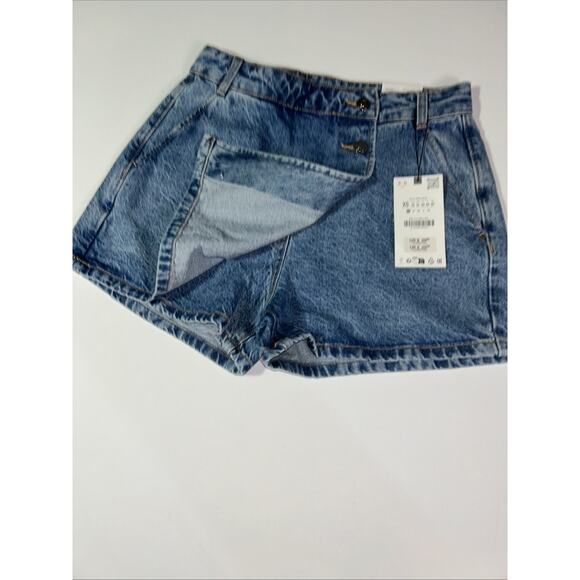 NEW Zara Skort Womens S Small Black Skirt High Rise Denim Dark Wash Button Fly - Picture 3 of 9